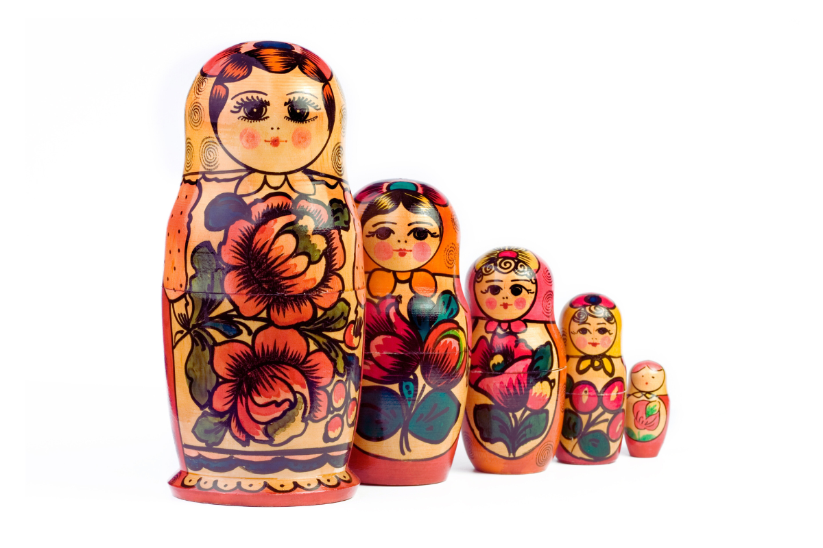 Russian stacking dolls showcasing heart shaped lips as the inspiration for russian lip filler