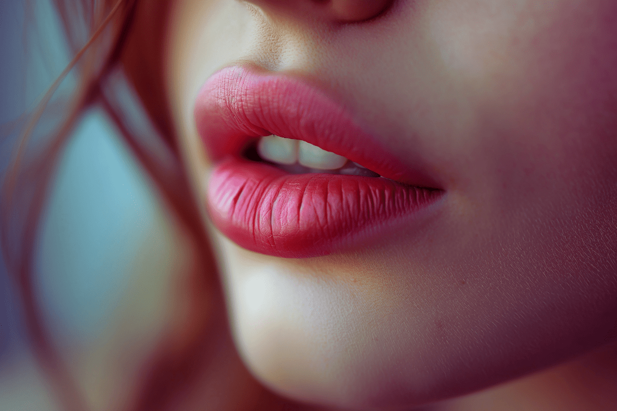 Close up of young woman with Russian lip filler